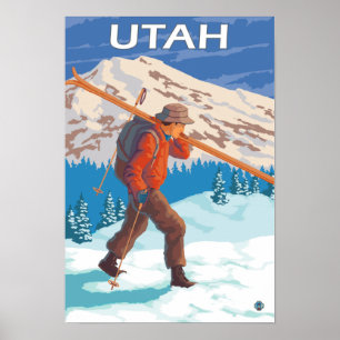 Skier som bär SkisUtah Poster