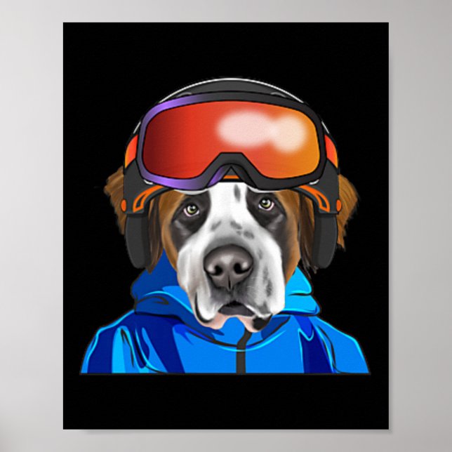 Skier St. Bernard Snowboarding Pocket Poster (Framsidan)