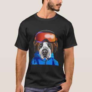 Skier St. Bernard Snowboarding Pocket T Shirt