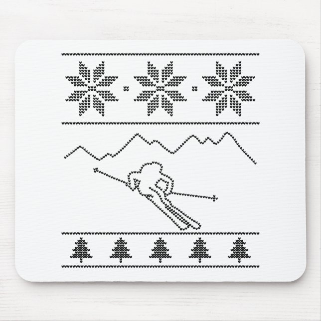 Skier - stickande mönster - jul - berg musmatta (Framsidan)