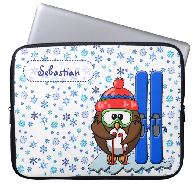 skier uggla laptop sleeve (Framsidan)