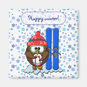 skier uggla magnet