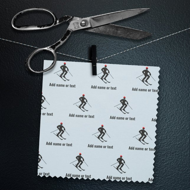 Skier Winter Sports Theme - egen text på vilken fä Tyg (Skapare uppladdad)