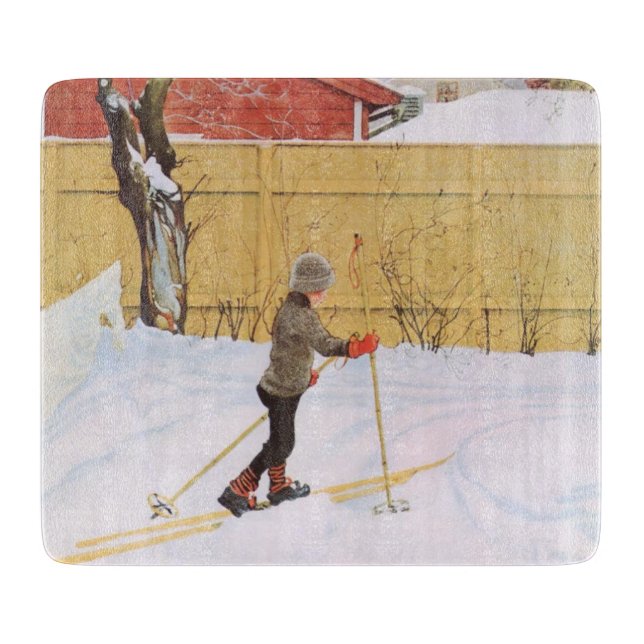 Skier (Young Boy with Skis) (vinterscen) (Framsidan)