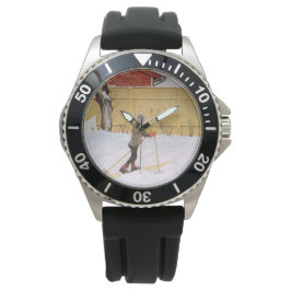 Skier (Young Boy with Skis) (vinterscen) Armbandsur
