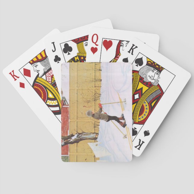 Skier (Young Boy with Skis) (vinterscen) Casinokort (Baksidan)