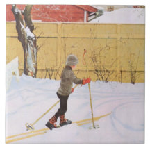 Skier (Young Boy with Skis) (vinterscen)