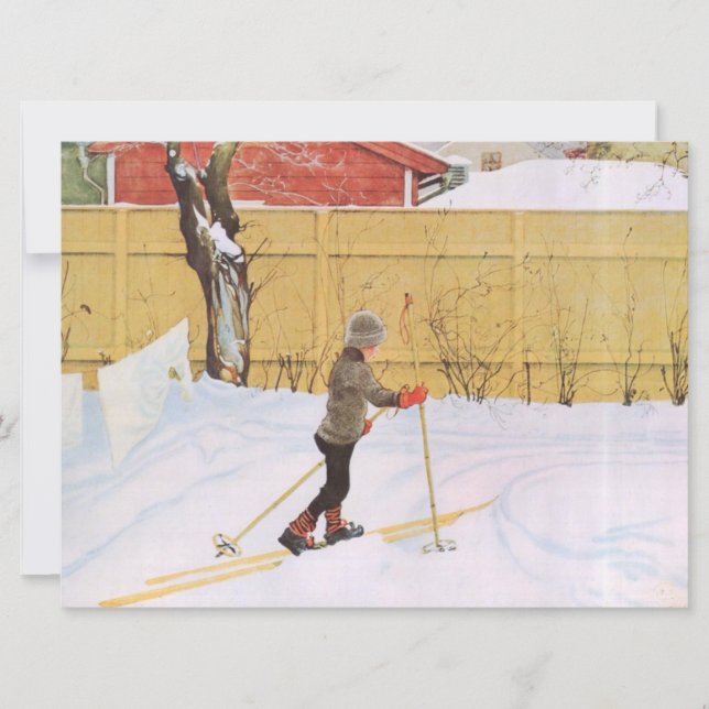 Skier (Young Boy with Skis) (vinterscen) Kort (Framsida)