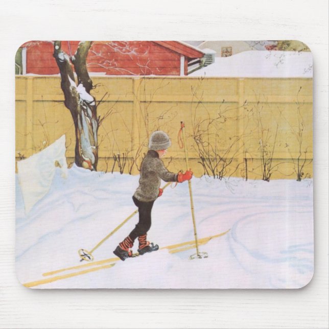 Skier (Young Boy with Skis) (vinterscen) Musmatta (Framsidan)