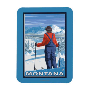 Skieren AdmiringMontanaVintage reser affischen Magnet