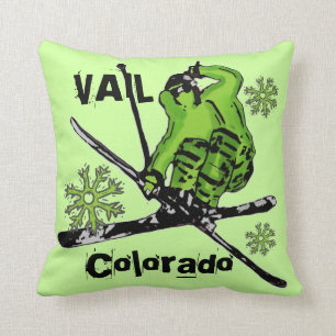 Skieren för temat för Vail Colorado neongrönt Kudde