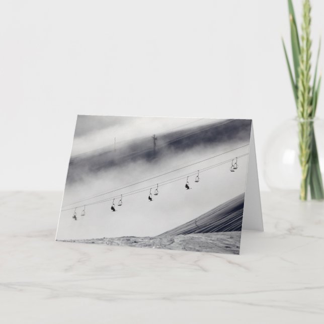 Skiers på en stolhiss kort (Framsida)