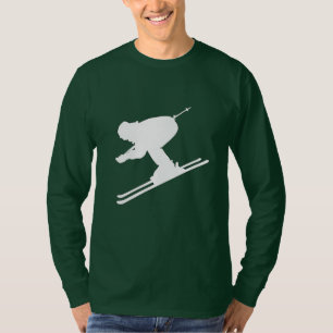 SkierSilhouettemanar grundläggande T-tröja för T Shirt