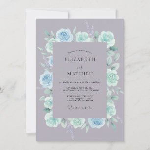 Skiffer Mint Ranunculus Eucalyptus Bröllop Inbjudningar