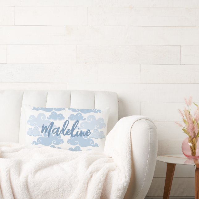 Skifferblå Chinoiserie Molnnamn Lumbarkudde (Soffa)