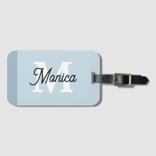 Skifferblå Enkel Anpassat Namn Monogram Modern Bagagebricka