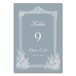 Skifferblå fransk countrybröllop bordsnummer