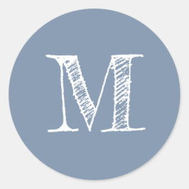 Skifferblå monograminitial runt klistermärke