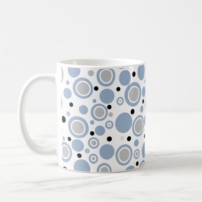 Skifferblå Silver Svart Geometriska Cirklar Kaffemugg (Vänster)