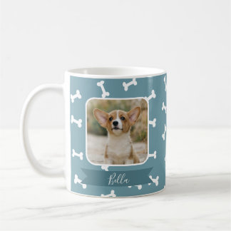 Skifferblått hundbensmönster husdjursfoto kaffemugg