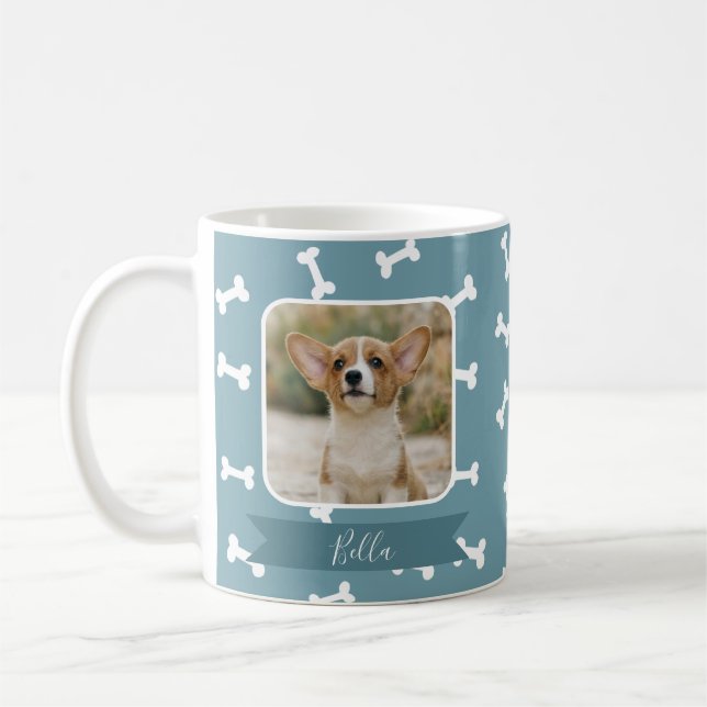 Skifferblått hundbensmönster husdjursfoto kaffemugg (Vänster)