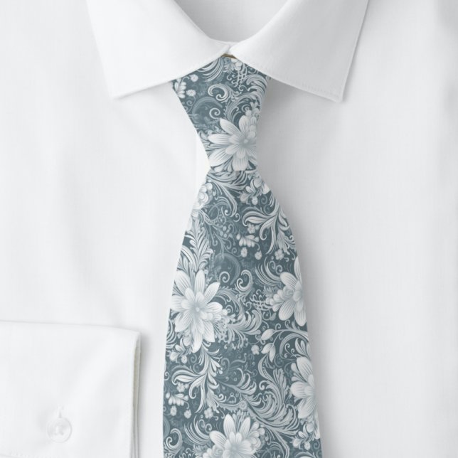 Skiffergrå blomsterbatik slips (Skapare uppladdad)