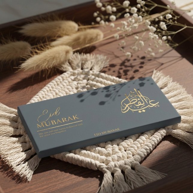 Skiffergrå Guld Arabisk Kalligrafi Eid Al-Fitr Mub Flygblad (Skapare uppladdad)