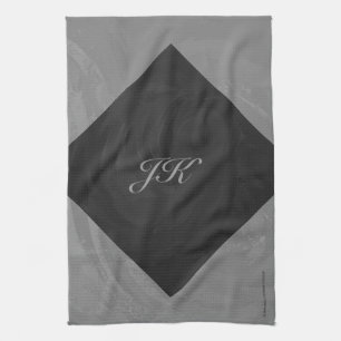 Skiffergrå monogram kökshandduk