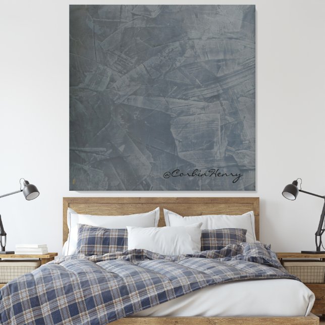 Skiffergrå Texturerad Gips Minimalistisk Canvastryck (Insitu (sovrum))