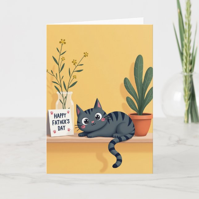 Skifferkatt Fars Dag-kort Kort (Framsida)