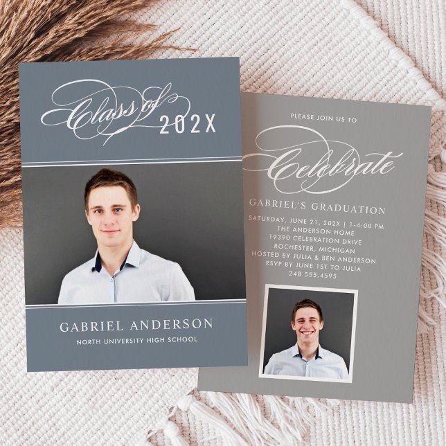 Skifferklass 2026 kalligrafi fotoexamen inbjudningar (Skapare uppladdad)