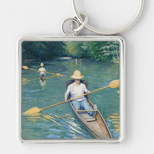 Skiffs av Gustave Caillebotte Fyrkantig Silverfärgad Nyckelring (Framsidan)