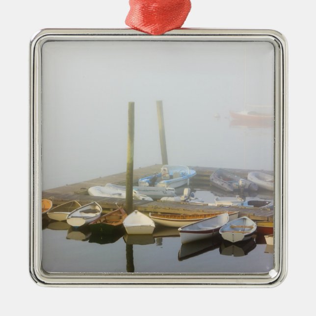 Skiffs och morgondimma i sydvästra Harbour. Julgransprydnad Metall (Framsidan)