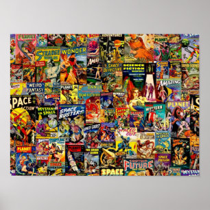 SkiFi-Tecknad Collage Poster