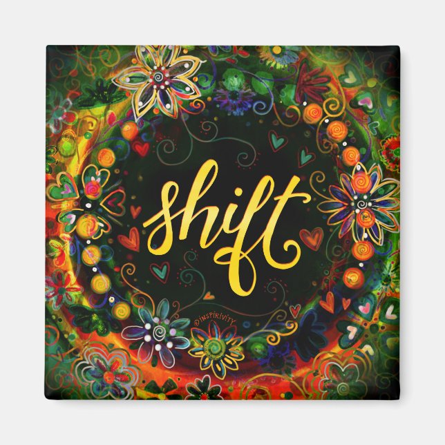 Skift Söt Blommigt Colorful Inspiritivity Magnet (Framsidan)