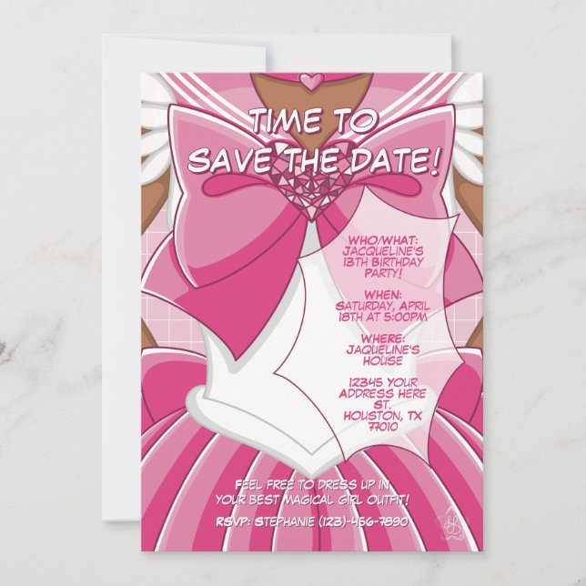 [SKII] Pink Magical Girl Birthday Invitation Inbjudningar (Framsida)