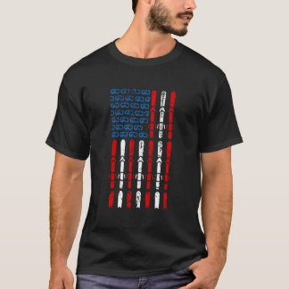 Skiing American Flag 4Th Of Julyice Skater Usa T Shirt