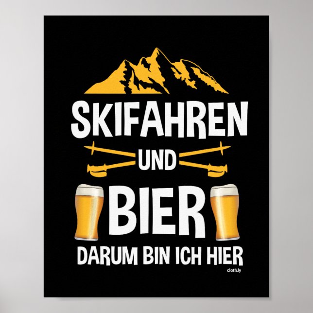 Skiing and Beer Apres Ski Party Costume Winter Spo Poster (Framsidan)