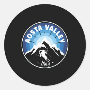 Skiing Aosta Valley Italien Blue Runt Klistermärke