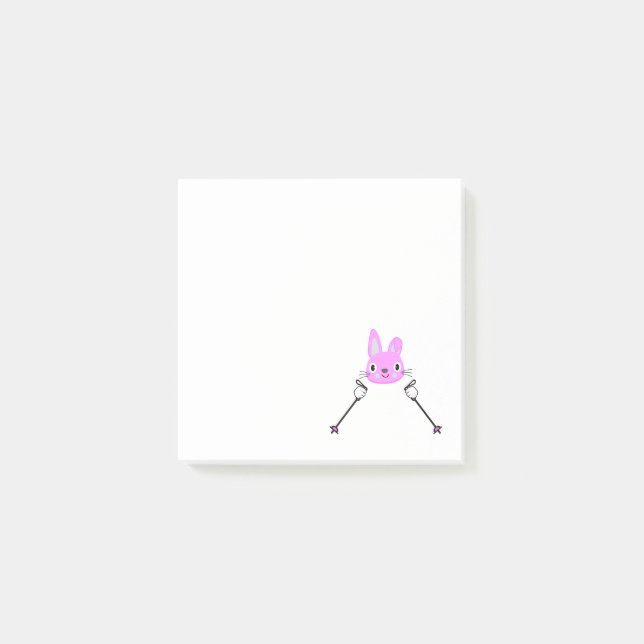 Skiing av kanin med skidpoler post-it block (Framsida)