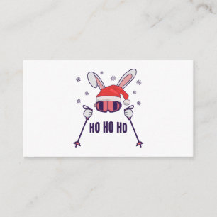 Skiing av Santa Rabbit med Santa Hat och skidpoler Tilläggskort