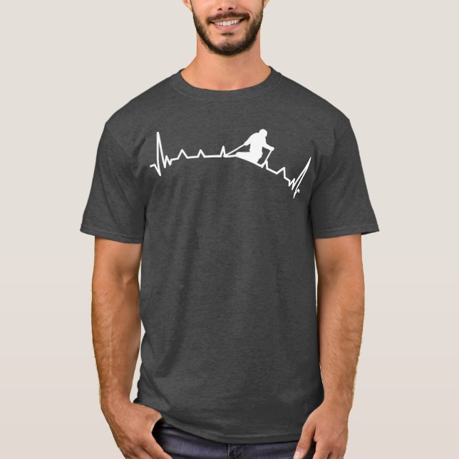 Skiing Backcountry Skier Heartbeat Ski Telemark T Shirt (Framsida)