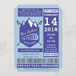 SKIING Bat mitzvah inbjudan till Pub BILJETT vid H