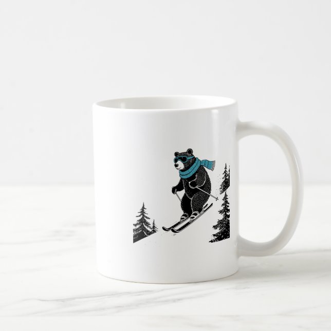 Skiing Bear, Funny Wintersports, Dad Ski Slope, Fu Kaffemugg (Höger)
