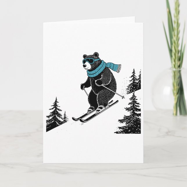 Skiing Bear, Funny Wintersports, Dad Ski Slope, Fu Kort (Framsida)