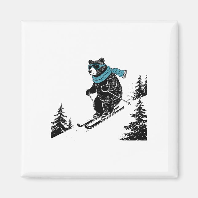 Skiing Bear, Funny Wintersports, Dad Ski Slope, Fu Magnet (Framsidan)