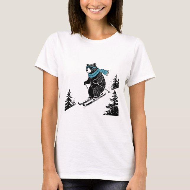 Skiing Bear, Funny Wintersports, Dad Ski Slope, Fu T Shirt (Framsida)