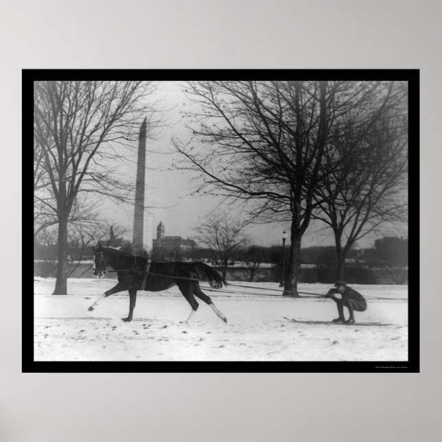 Skiing Behind Horse Washington, DC 1919 Poster (Framsidan)