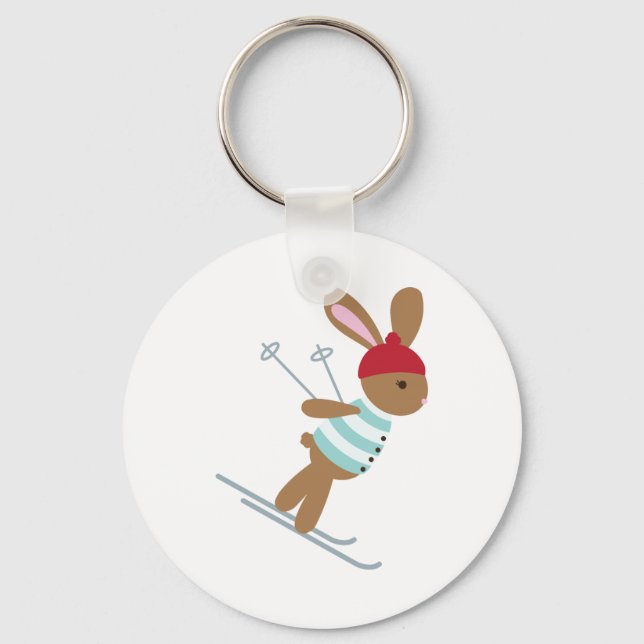 Skiing Bunny Nyckelring (Framsida)