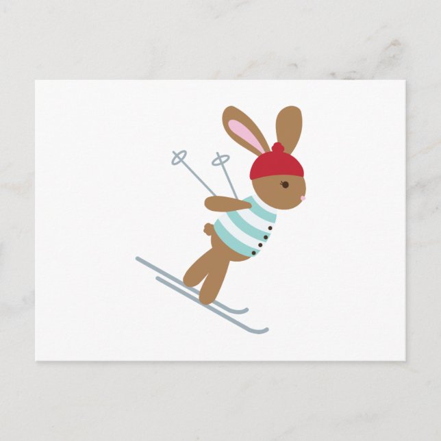 Skiing Bunny Vykort (Framsida)